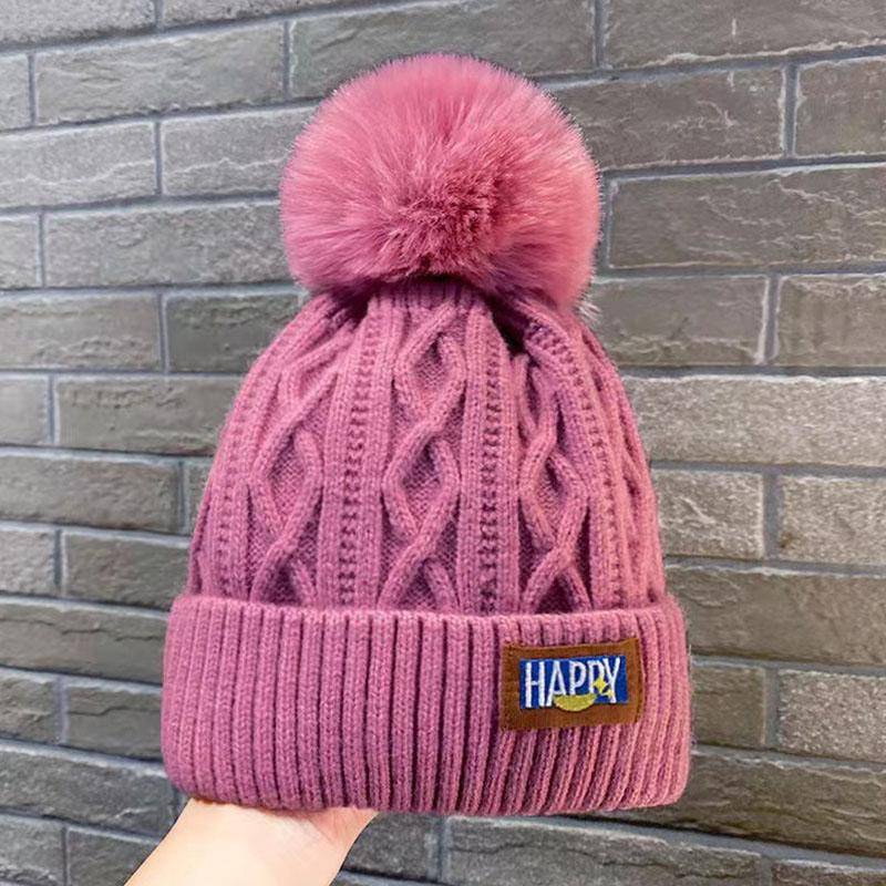 Koreanische Gestrickte Kalte Hüte Faux Pelz Stickerei Brief Beanie Weibliche Weiche Einfarbig Häkeln Kappe Winter Plus Samt Warme Wolle hut violett von Joom DACH
