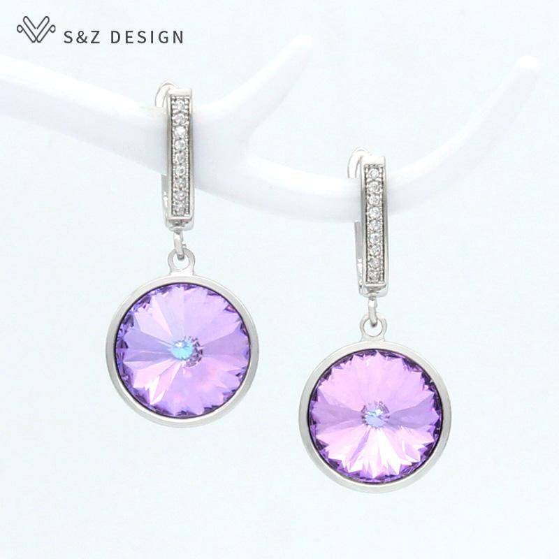 Koreanische Luxus Elegante Bunte Runde Kristall Tropfen Ohrringe Rose Gold Farbe Für Frauen Hochzeit Mode Schmuck von Joom DACH