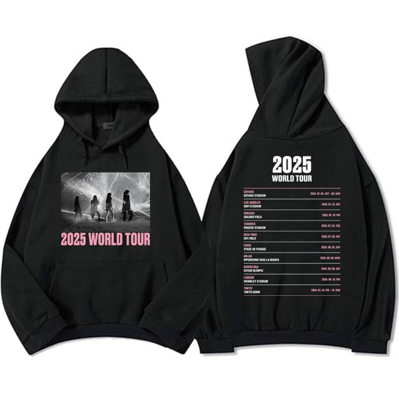 Koreanische Mädchenband Schwarze und Pinke Hoodies Langarm Mode Grafik Sweatshirts Herbst Warm Männer Frauen Sudaderas Kpop Tops S von Joom DACH