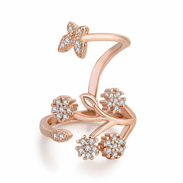 Koreanische Schmetterling Öffnung Ring für Damen 925 sterling silber Blume Finger Ring 3 Farben AAA Österreich Zirkon Hochzeit Schmuck Resizable rose gold von Joom DACH