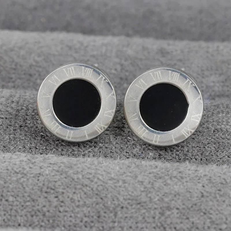 Koreanische Trendy Mode Edelstahl Stud Ohrring Für Frauen Klassische Geometrische Kristall Römischen Ziffern Ohrringe Schmuck von Joom DACH