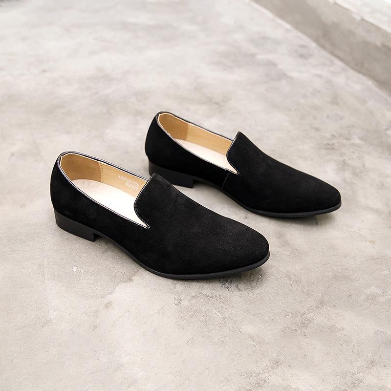 Koreanische Version der Herrenschuhe Sommer kleine Lederschuhe Neue Slip-on Doudou Schuhe Freizeitschuhe Herren britische Slip-on Loafer mit spitzer Spitze 44 schwarz von Joom DACH
