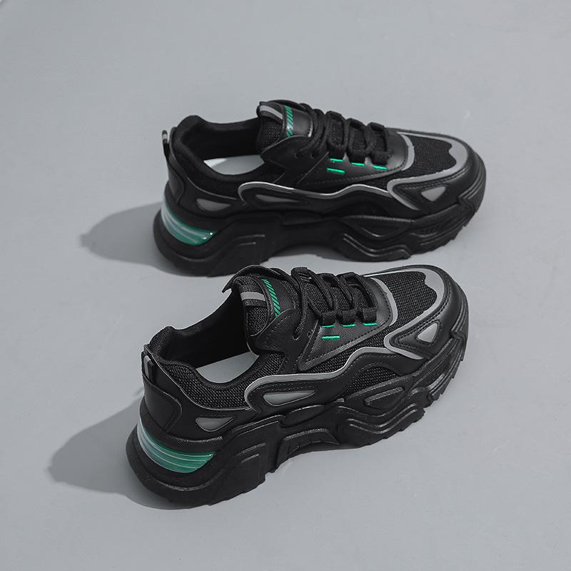 Koreanische Version von Daddy-Schuhen für Damen im Frühjahr, neue trendige, dicke Sohle, atmungsaktive Freizeit-Sportschuhe für Damen 40 schwarz von Joom DACH