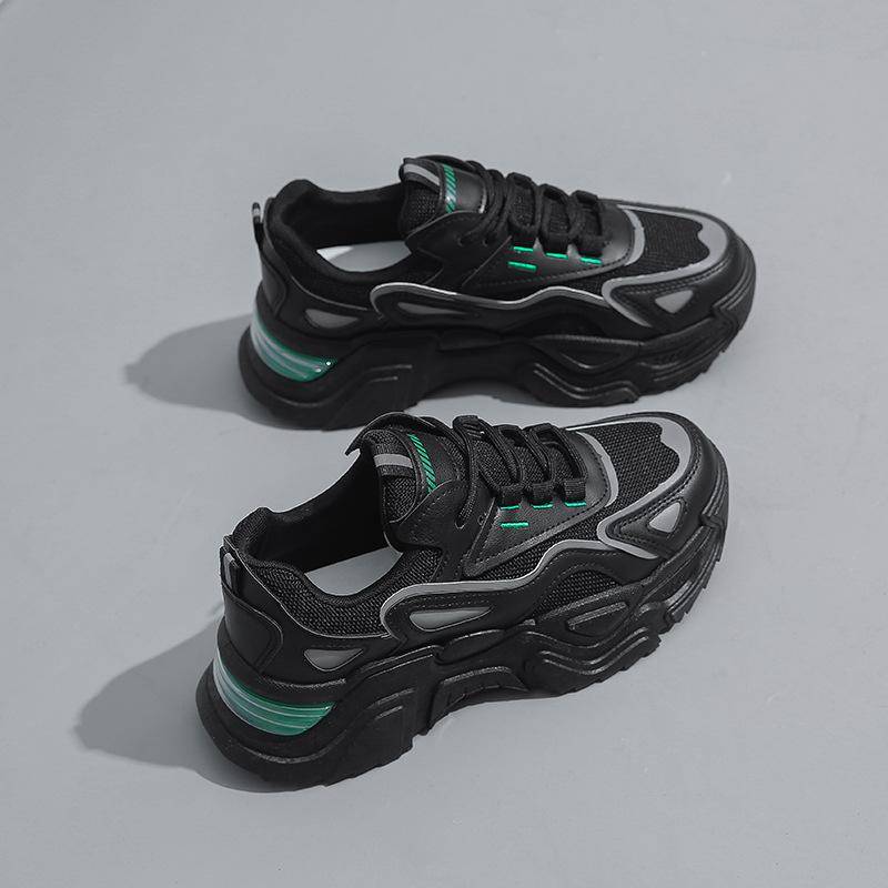 Koreanische Version von Daddy-Schuhen für Damen im Frühjahr, neue trendige, dicke Sohle, atmungsaktive Freizeit-Sportschuhe für Damen 40 schwarz von Joom DACH