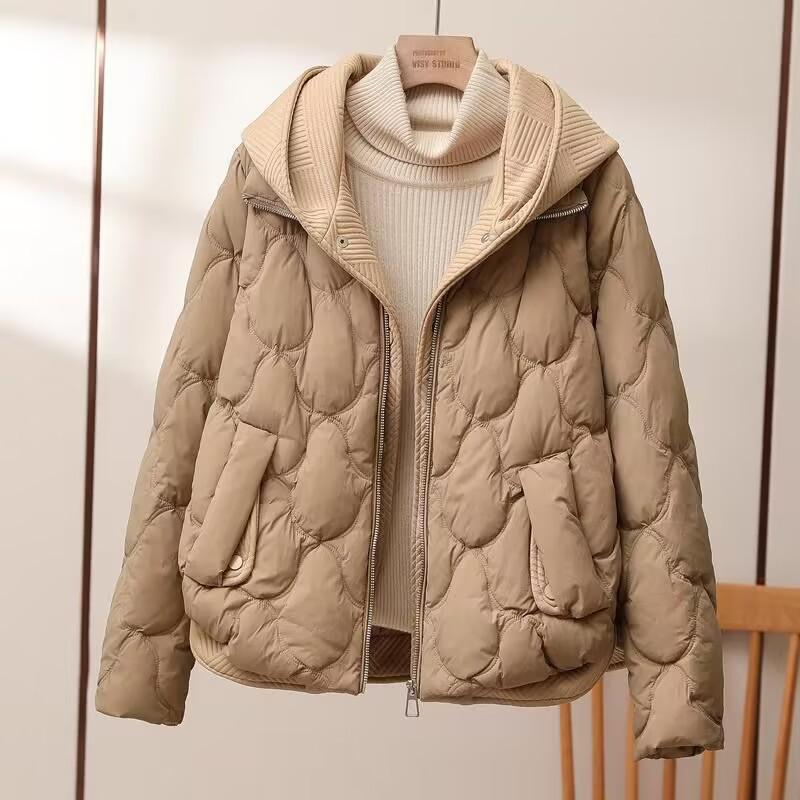 Koreanische Winterjacke Damen Parkas mit Kapuze Dicke Daunenbaumwolle gefütterte Parka Damenjacke Kurzmantel Schlanke warme Oberbekleidung L khaki von Joom DACH