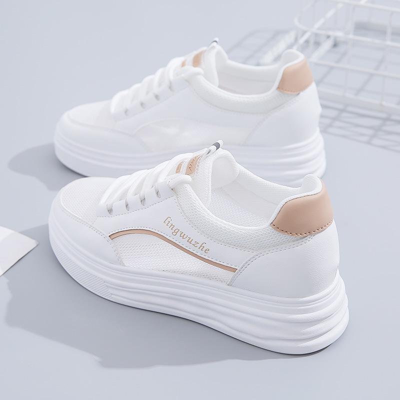 Koreanische frauen Kleine Weiße Schuhe Sommer Mesh Atmungsaktive Casual Schuhe Leichte Erhöhung Wohnungen Schuh Student Mädchen Sneakers Mujer 39 von Joom DACH