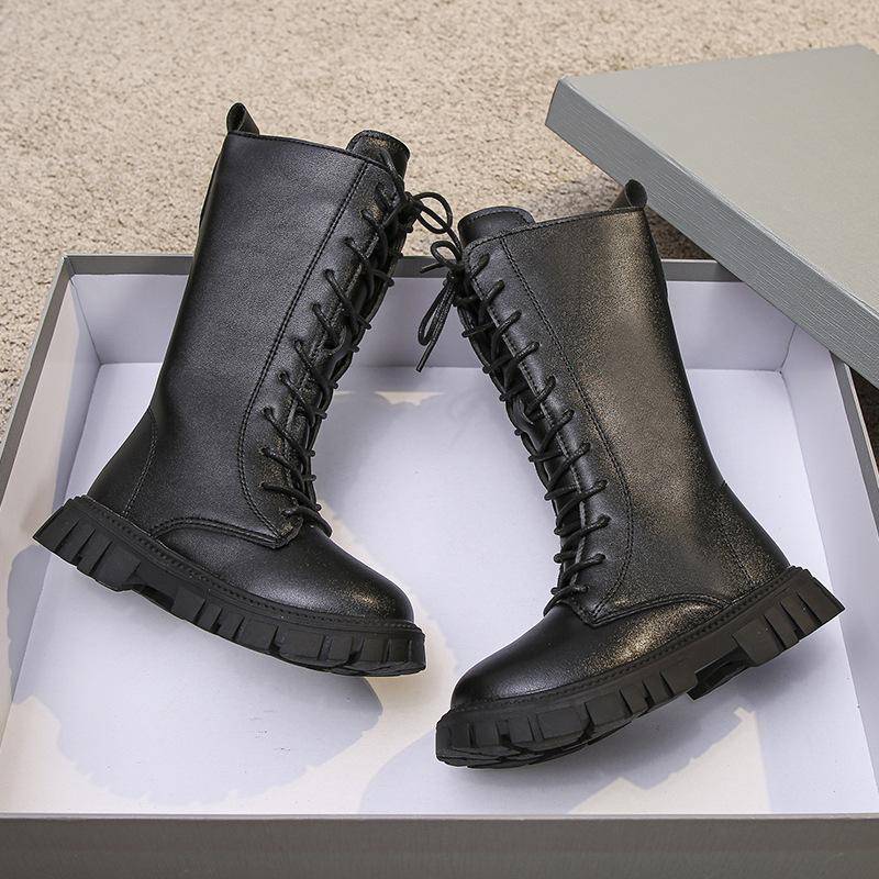 Koreanische mädchen schuhe kinder lange stiefel neue lange stiefel herbst und winter hohe stiefel einzigen stiefel samt prinzessin leder stiefel 28 (inner length 17.2cm) von Joom DACH