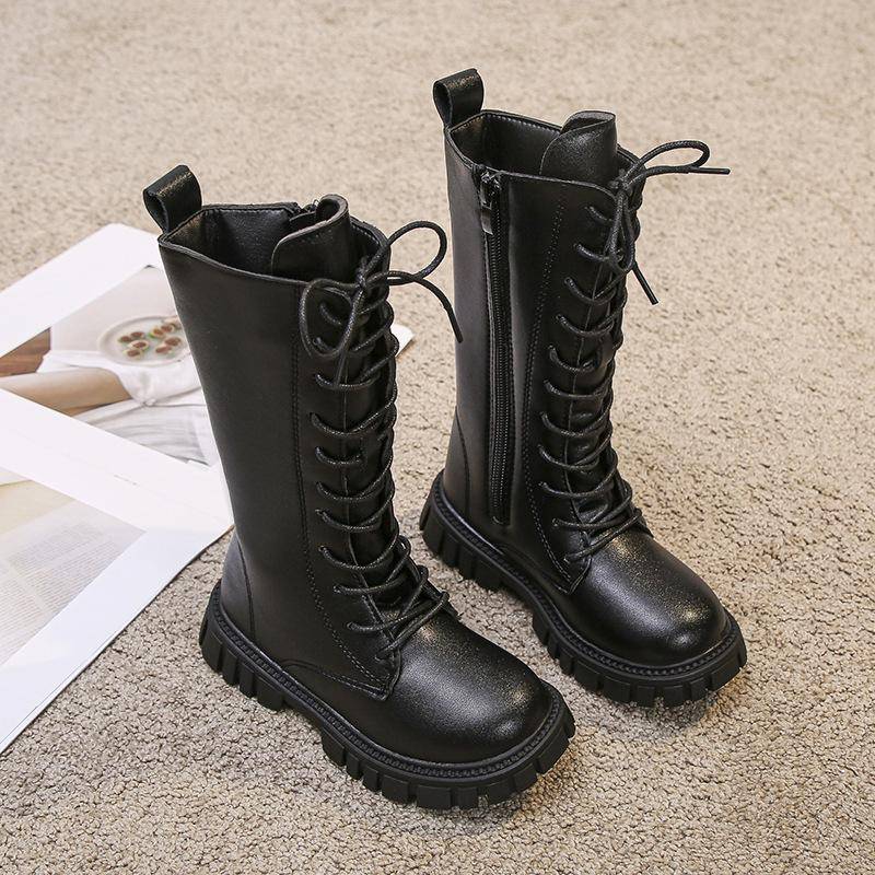 Koreanische mädchen schuhe kinder lange stiefel neue lange stiefel herbst und winter hohe stiefel einzigen stiefel samt prinzessin leder stiefel 35 (inner length 21.4cm) von Joom DACH