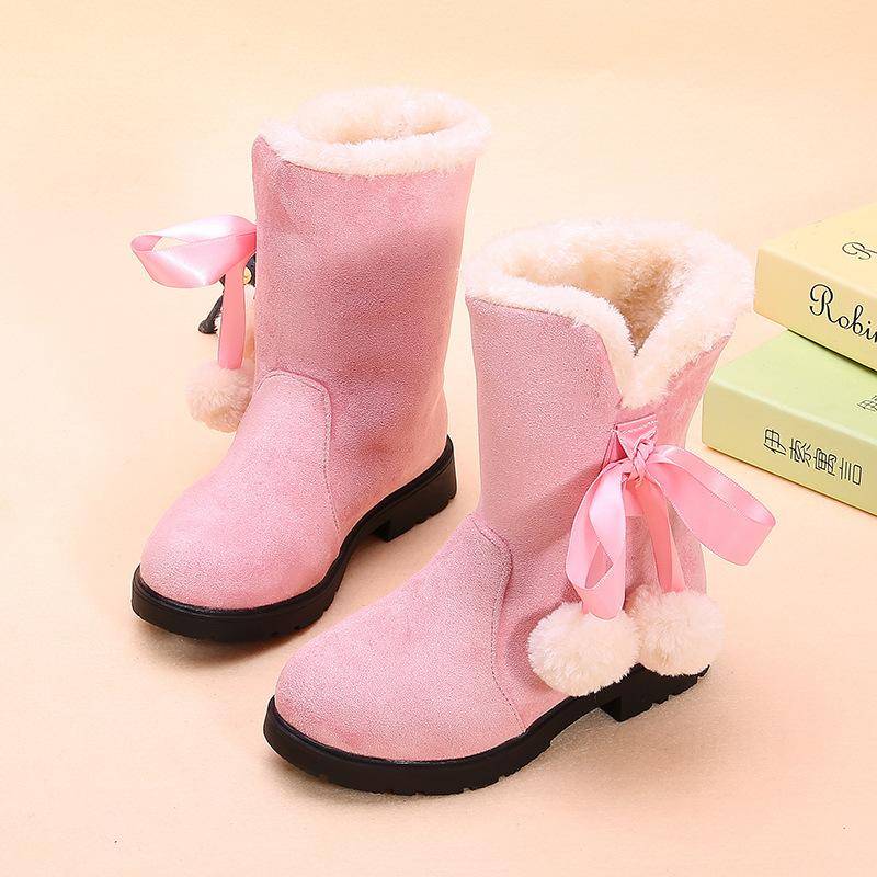 Koreanische version retro mädchen schnee stiefel winter neue kinder warme prinzessin lange stiefel kurze stiefel 34 yards inner length 20.8 cm von Joom DACH