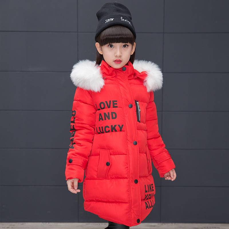 Koreanischen Stil mittellange Mädchen Daunenjacke Winter Mädchen gepolsterte Jacke Baby gepolsterte Jacke Kinderkleidung 140 rot von Joom DACH