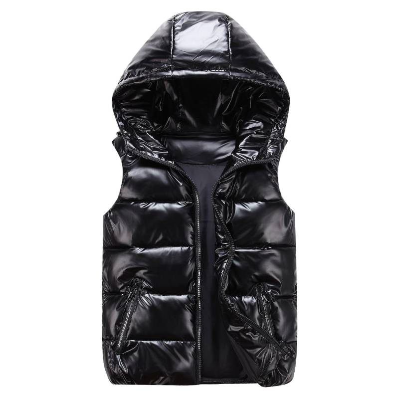 Koreanischer Herbst Winter Glänzende Weste Für Jungen Wasserdicht Junior Junge Ärmellose Jacke 3-20 Jahre Kind Teenager Mädchen Weste 170 schwarz von Joom DACH