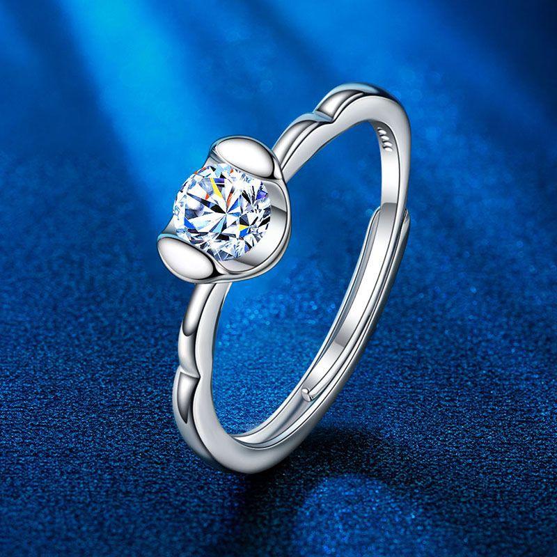 Koreanischer Mosang-Zirkonium-Imitationsring für weibliche Minderheiten, einfacher Zirkonium-Ring, leichter Luxus, kalter Stil, Ehering für Paare von Joom DACH