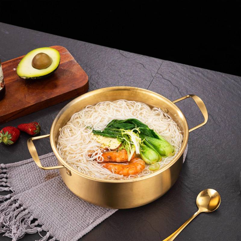 Koreanischer Ramen-Topf zum Kochen mit Deckel, Mehrzweck-Löffel, Essstäbchen, Instant-Nudelsuppe, Ramyun 24cm von Joom DACH