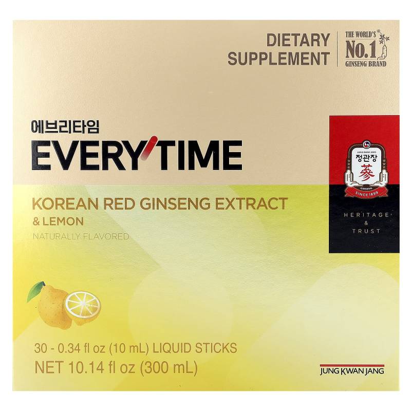 Koreanischer Roter Ginseng Extrakt, Everytime, Zitrone, Flüssiger Stick 30 Stück, 10 ml (0,34 Fl Oz) Jeder von Joom DACH