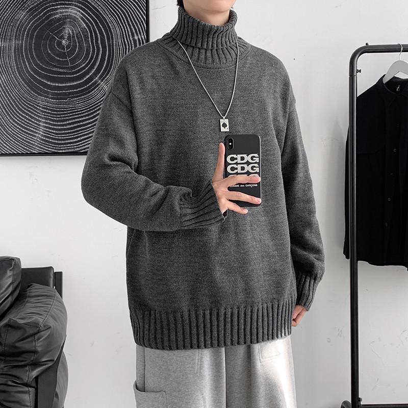 Koreanischer Trendiger Lockerer Rollkragenpullover für Herren - Herbst/Winter Hong Kong Stil 8XL graue von Joom DACH