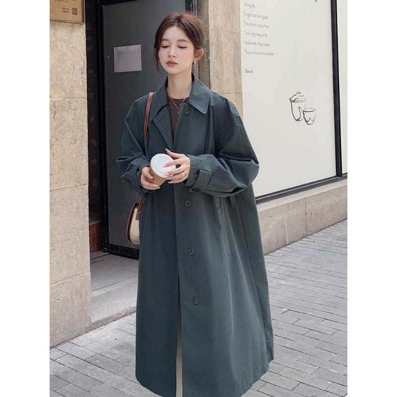 Koreanischer beliebter britischer Windjacke-Mantel für Frauen im Frühling und Herbst, neuer mittellanger literarischer Retro-Waldmantel im Hong Kong-Stil M von Joom DACH