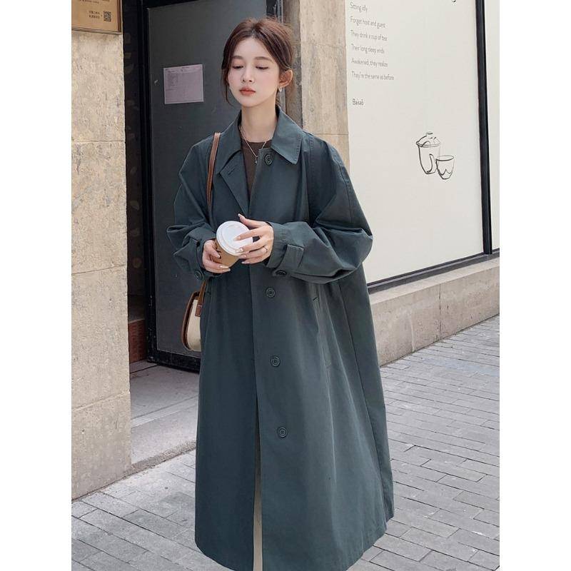 Koreanischer beliebter britischer Windjacke-Mantel für Frauen im Frühling und Herbst, neuer mittellanger literarischer Retro-Waldmantel im Hong Kong-Stil M von Joom DACH