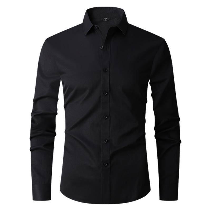 Koreanisches Slim Fit-Freizeithemd für Herren mit langen Ärmeln – trendiges grenzüberschreitendes Außenhandelsdesign. XL schwarz von Joom DACH