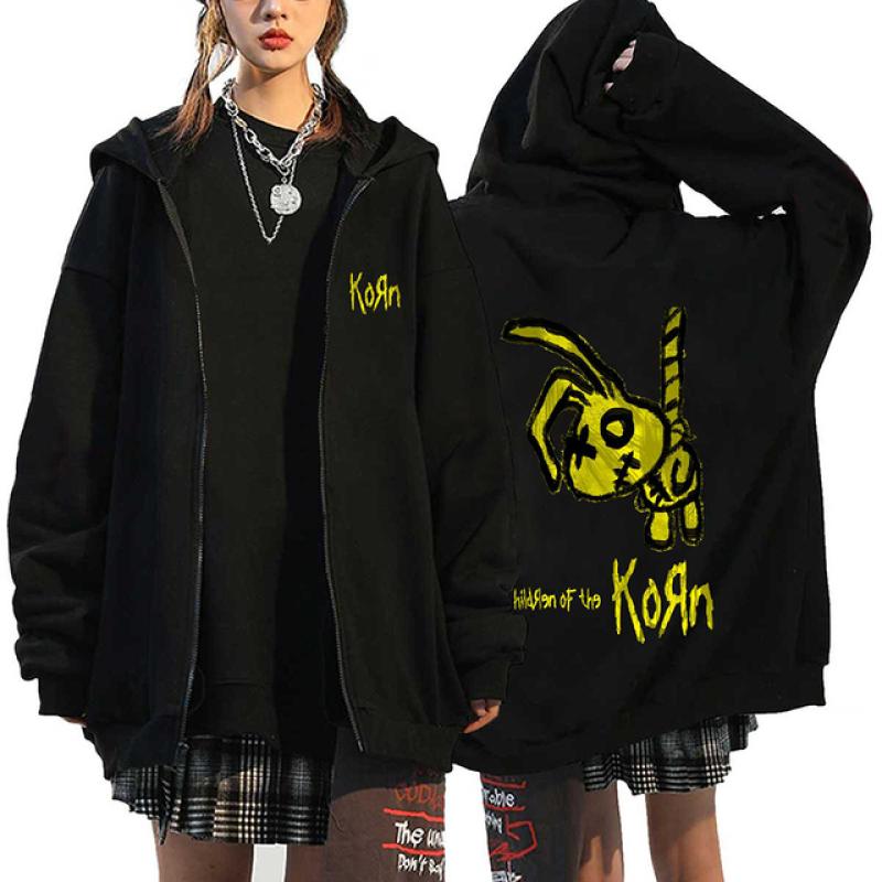 Korn Rock Band Print Zipper Hoodies Metal Musik Herren Zip Up Jacken Hip Hop Streetwear Sweatshirts Unisex Y2K Cardigan Mäntel M von Joom DACH