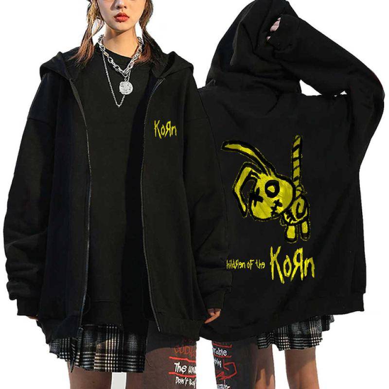 Korn Rock Band Print Zipper Hoodies Metal Musik Herren Zip Up Jacken Hip Hop Streetwear Sweatshirts Unisex Y2K Cardigan Mäntel M von Joom DACH