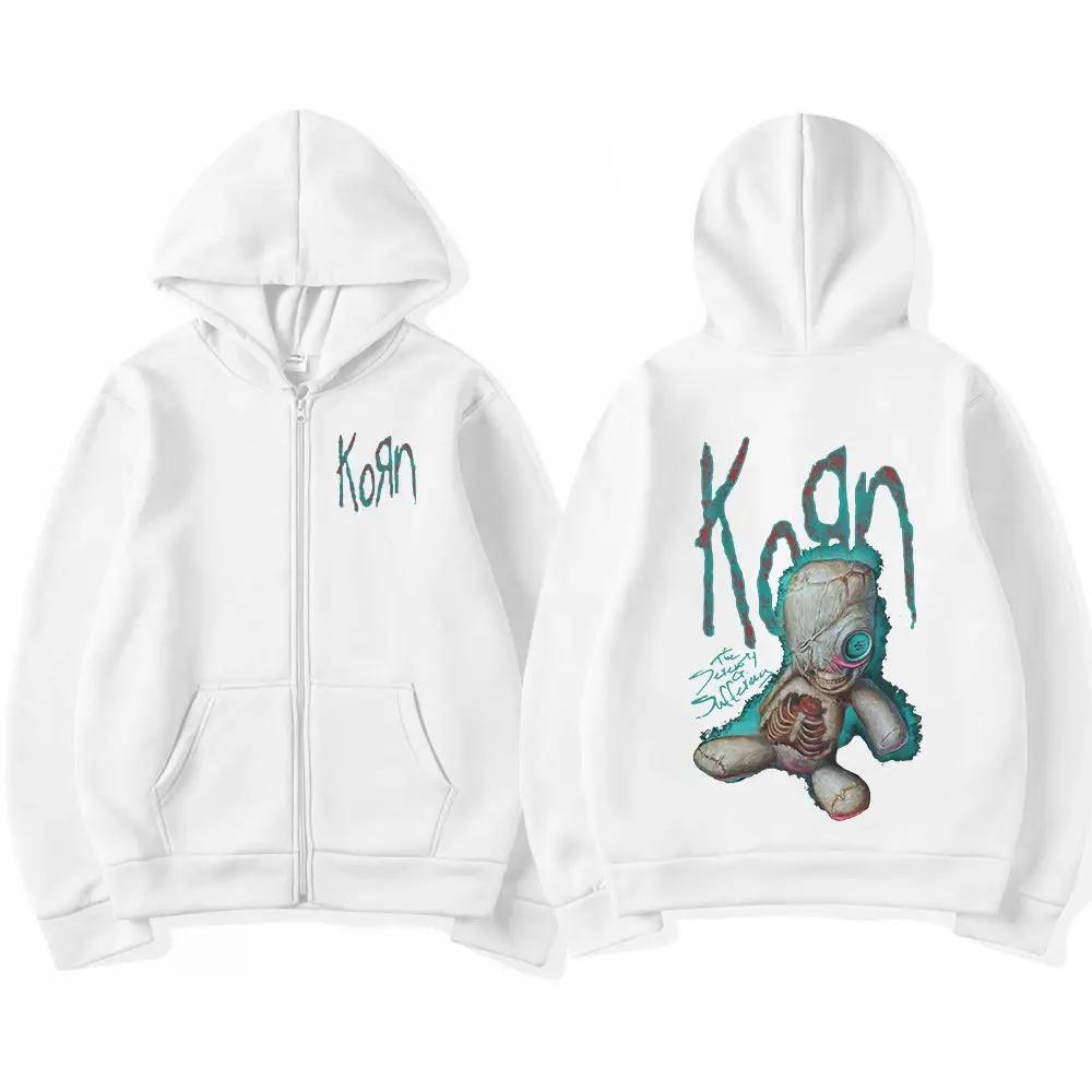 Korn Zipper Hoodies Rock Band WORLD TOUR Sweatshirts Hip Hop Streetwear Zip Up Jacke Männer Frauen Fleece Langarm Kleidung 2XL von Joom DACH