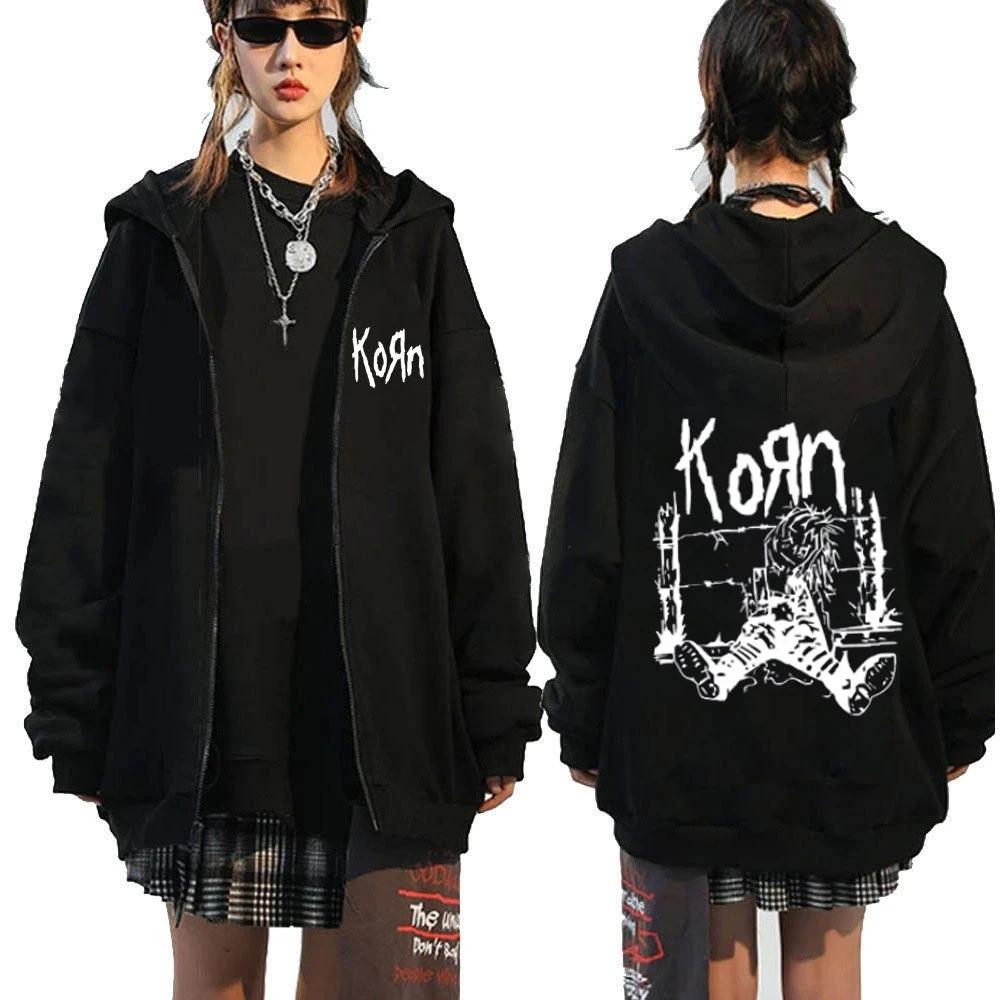Korn Zipper Hoodies Rock Band WORLD TOUR Sweatshirts Hip Hop Streetwear Zip Up Jacke Männer Frauen Fleece Langarm Kleidung M von Joom DACH