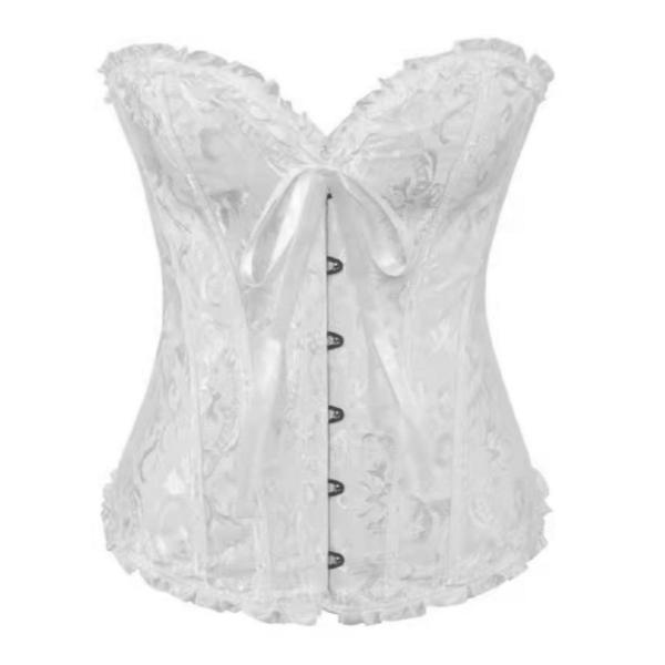 Korsett Bustier Mieder Damen Plus Size Satin Überbrust besticktes G-String Tops Korsett S weiß von Joom DACH