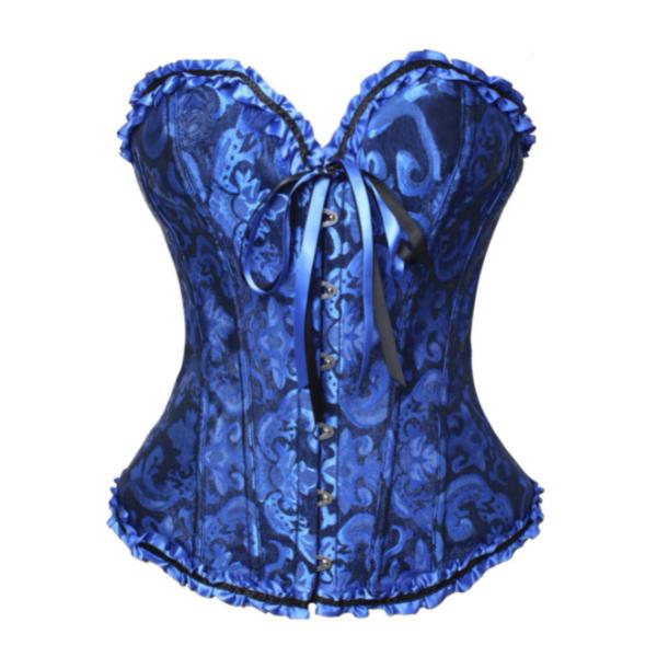 Korsett Bustier Mieder Damen Plus Size Satin Überbrust besticktes G-String Tops Korsett XXXXL navy blau von Joom DACH