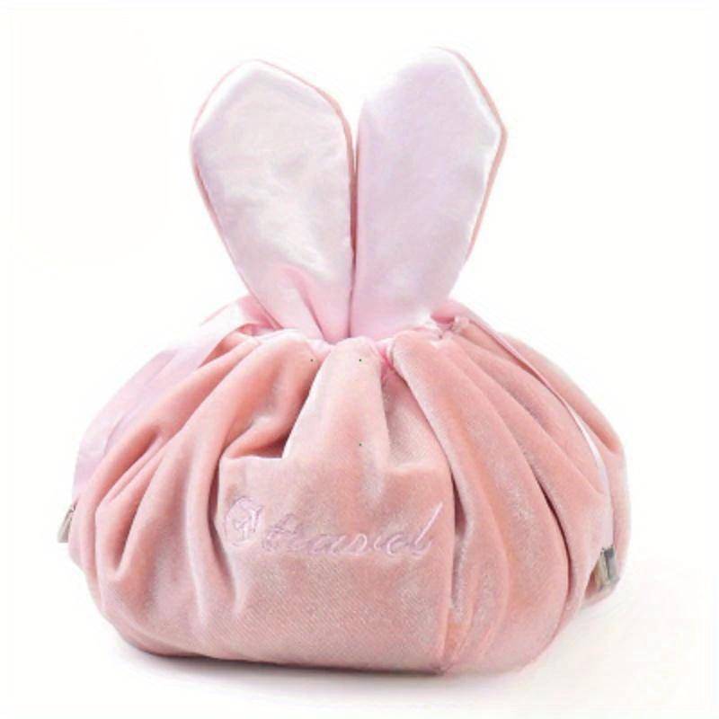 Kosmetiktasche Rund Samtweich Make-up-Tasche Kordelzug Hasenohren Reise Make-up-Organizer Damen Toilettenartikel Beauty Aufbewahrung für Geschenk rosa von Joom DACH