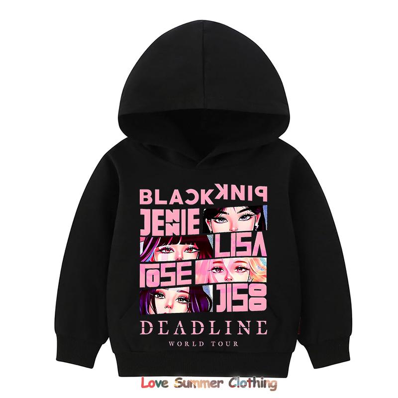 Kpop BP Jump 2025 Hoodie Rosa Mädchen Band Kleidung 4-14 Jahre Entzückender Anime Grafik Pullover Sommer Bequem Y2K Oberteile 140 von Joom DACH