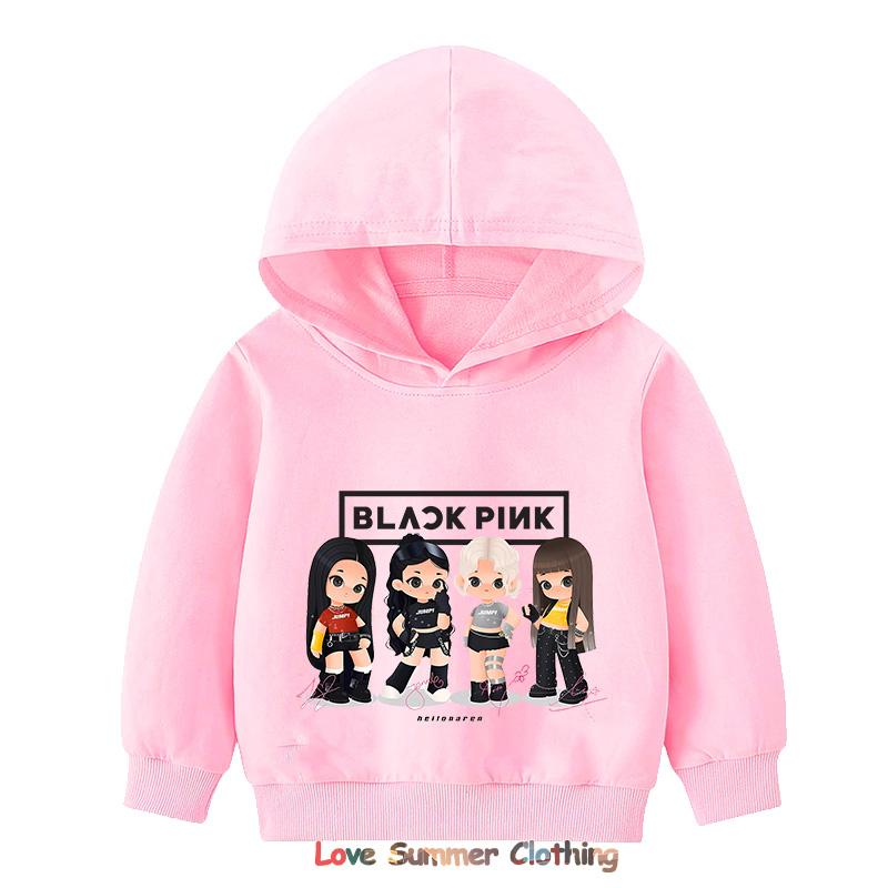 Kpop BP Jump 2025 Hoodie Rosa Mädchen Band Kleidung 4-14 Jahre Entzückender Anime Grafik Pullover Sommer Bequem Y2K Oberteile 150 von Joom DACH