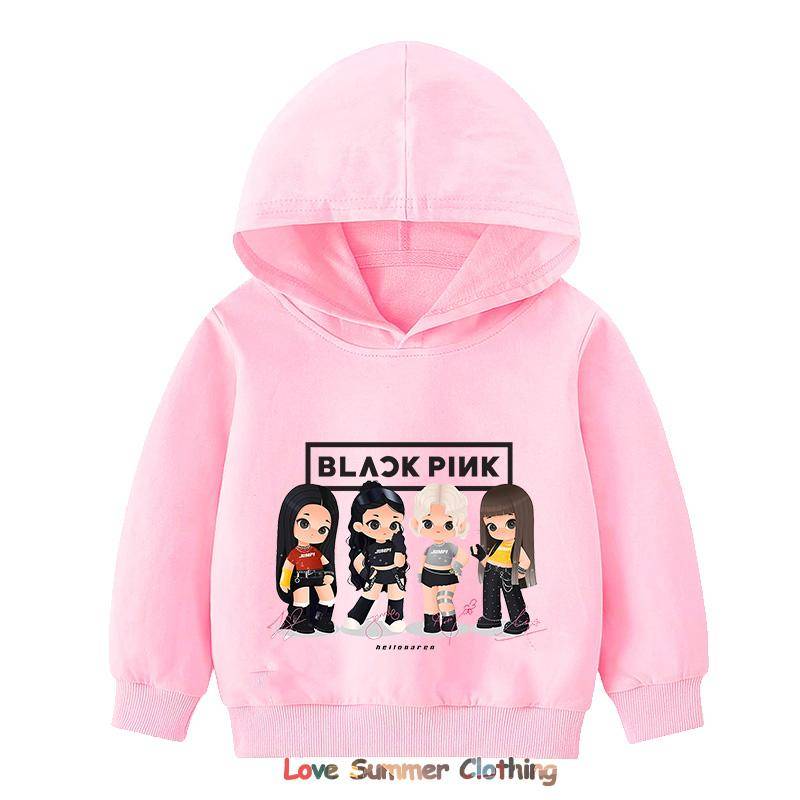 Kpop BP Jump 2025 Hoodie Rosa Mädchen Band Kleidung 4-14 Jahre Entzückender Anime Grafik Pullover Sommer Bequem Y2K Oberteile 150 von Joom DACH