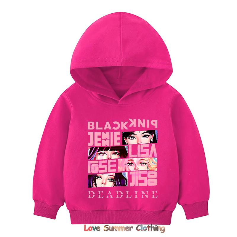 Kpop BP Jump 2025 Hoodie Rosa Mädchen Band Kleidung 4-14 Jahre Entzückender Anime Grafik Pullover Sommer Bequem Y2K Oberteile 150 von Joom DACH