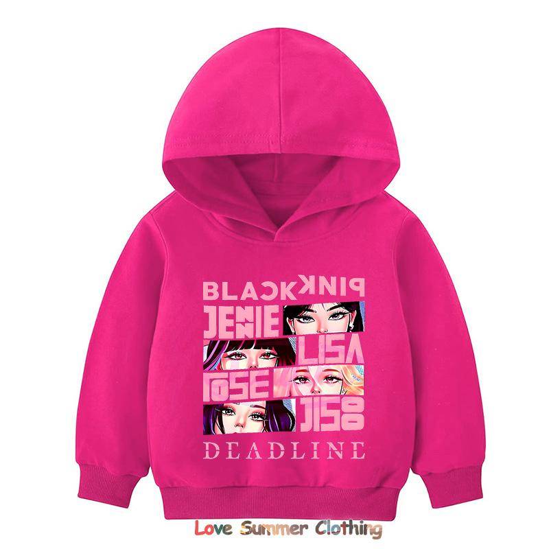 Kpop BP Jump 2025 Hoodie Rosa Mädchen Band Kleidung 4-14 Jahre Entzückender Anime Grafik Pullover Sommer Bequem Y2K Oberteile 150 von Joom DACH