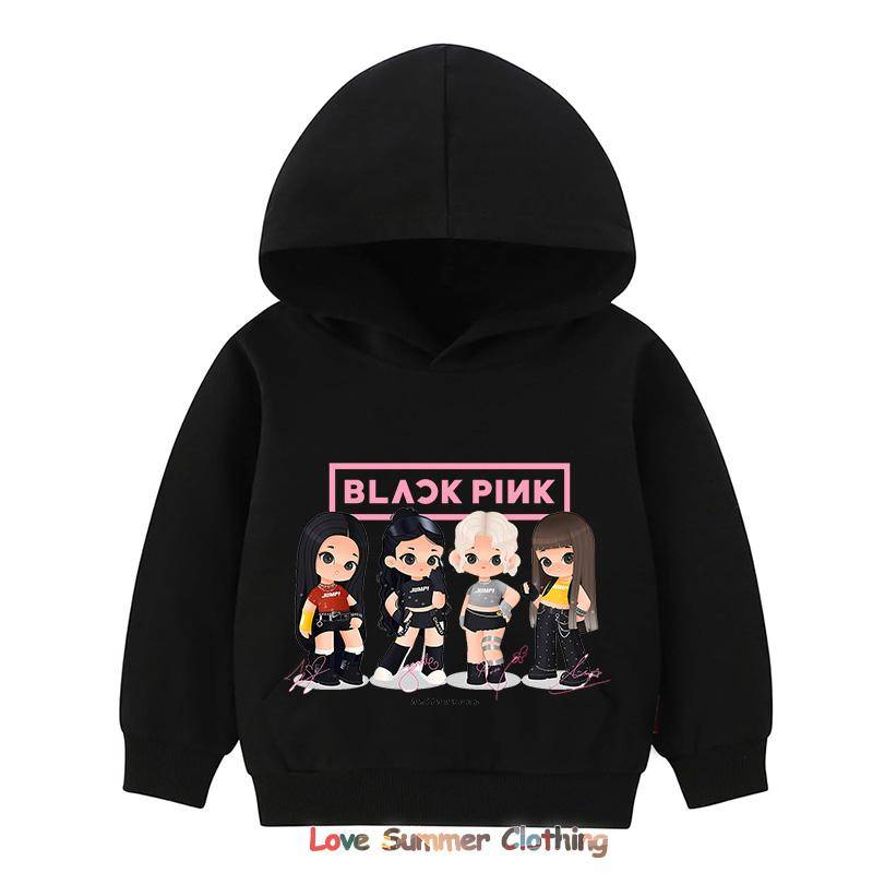 Kpop BP Jump 2025 Hoodie Rosa Mädchen Band Kleidung 4-14 Jahre Entzückender Anime Grafik Pullover Sommer Bequem Y2K Oberteile 150 von Joom DACH
