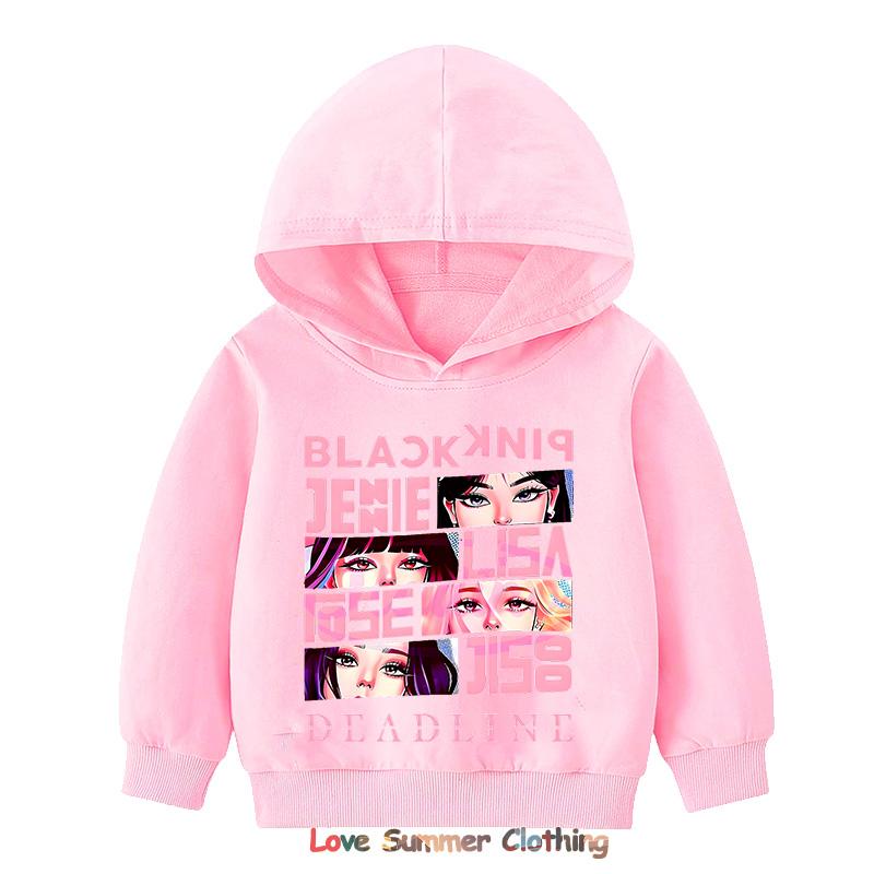 Kpop BP Jump 2025 Hoodie Rosa Mädchen Band Kleidung 4-14 Jahre Entzückender Anime Grafik Pullover Sommer Bequem Y2K Oberteile 160 von Joom DACH