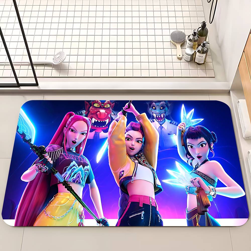 Kpop Dämon Anmie H-Jäger Fußmatte Rutschfest Waschküchenmatte Waschküchendekor Balkon Kind Wohnzimmer Bettvorleger 60x90 cm von Joom DACH