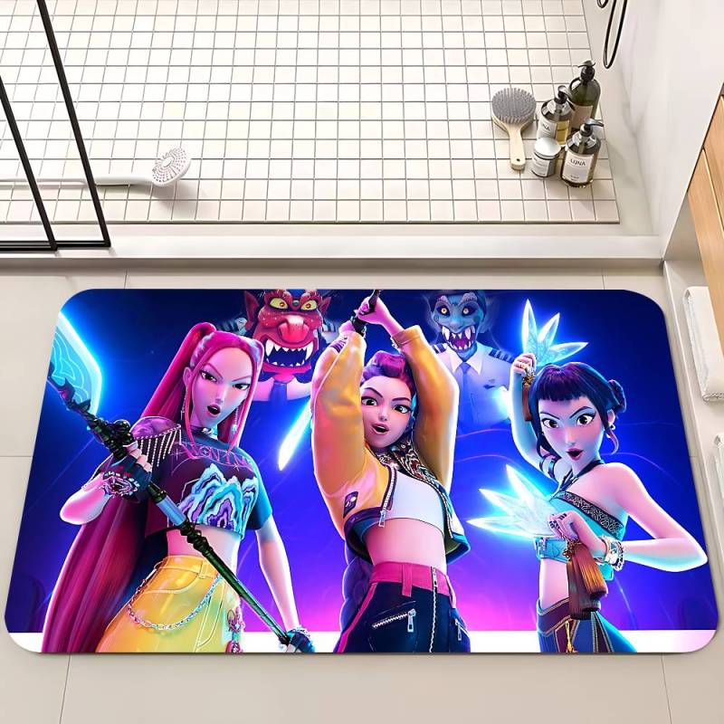 Kpop Dämon Anmie H-Jäger Fußmatte Rutschfest Waschküchenmatte Waschküchendekor Balkon Kind Wohnzimmer Bettvorleger 60x90 cm von Joom DACH