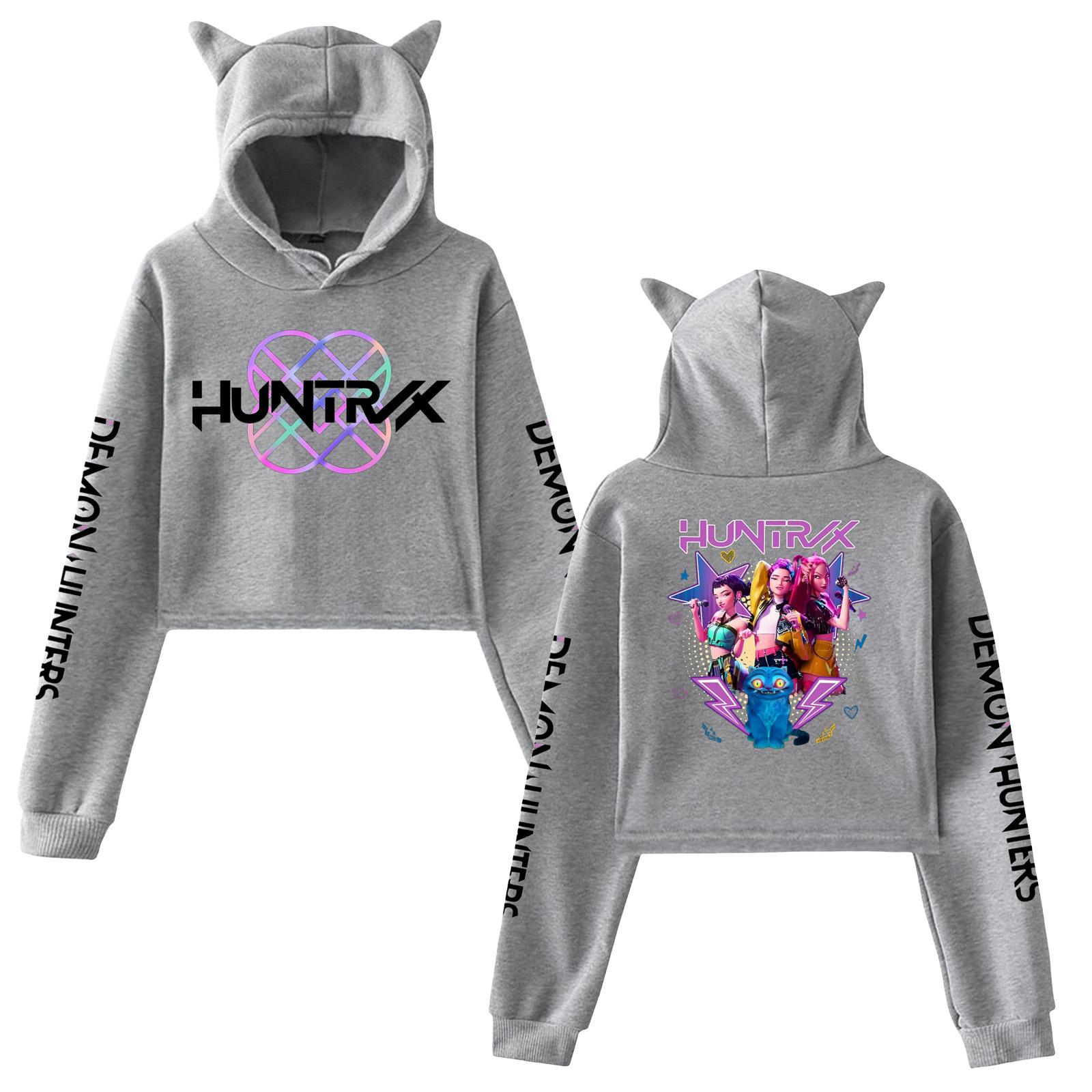 Kpop Dämonenjäger Fanmerch Mira Rumi Zoey Huntrix Crop Tops Katzenohren Sweatshirt Langarm Mädchen Mode Kapuzenpullover XS grau Kpop Dämonenjäger Fanmerch Mira Rumi Zoey Huntrix Crop Tops Katzenohren Sweatshirt Langarm Mädchen Mode Kapuzenpullover XS grau von Joom DACH