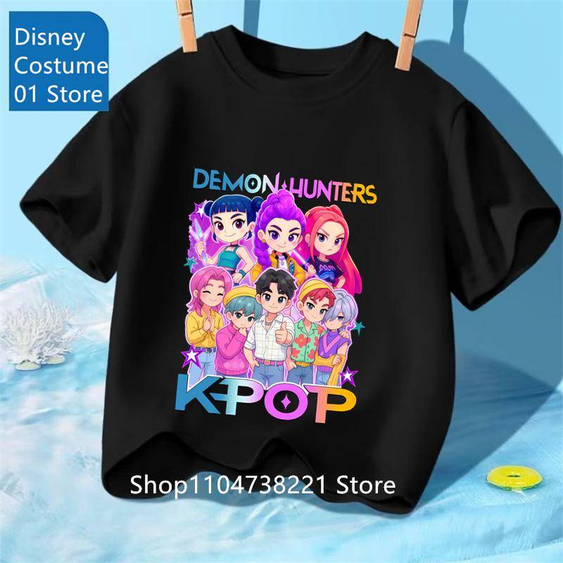 Kpop Dämonenjäger Huntrix T-Shirts Für Kinder Jungen Mädchen Sommer Freizeit-Tops Kurzarm Grafik-Tees Kpop Dämonenjäger T-Shirt 120 von Joom DACH