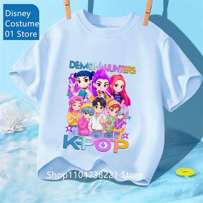 Kpop Dämonenjäger Huntrix T-Shirts Für Kinder Jungen Mädchen Sommer Freizeit-Tops Kurzarm Grafik-Tees Kpop Dämonenjäger T-Shirt 120 von Joom DACH