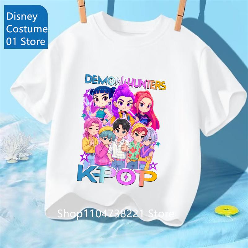 Kpop Dämonenjäger Huntrix T-Shirts Für Kinder Jungen Mädchen Sommer Freizeit-Tops Kurzarm Grafik-Tees Kpop Dämonenjäger T-Shirt 130 von Joom DACH