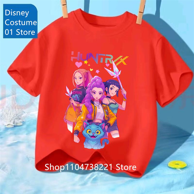 Kpop Dämonenjäger Huntrix T-Shirts Für Kinder Jungen Mädchen Sommer Freizeit-Tops Kurzarm Grafik-Tees Kpop Dämonenjäger T-Shirt 140 von Joom DACH