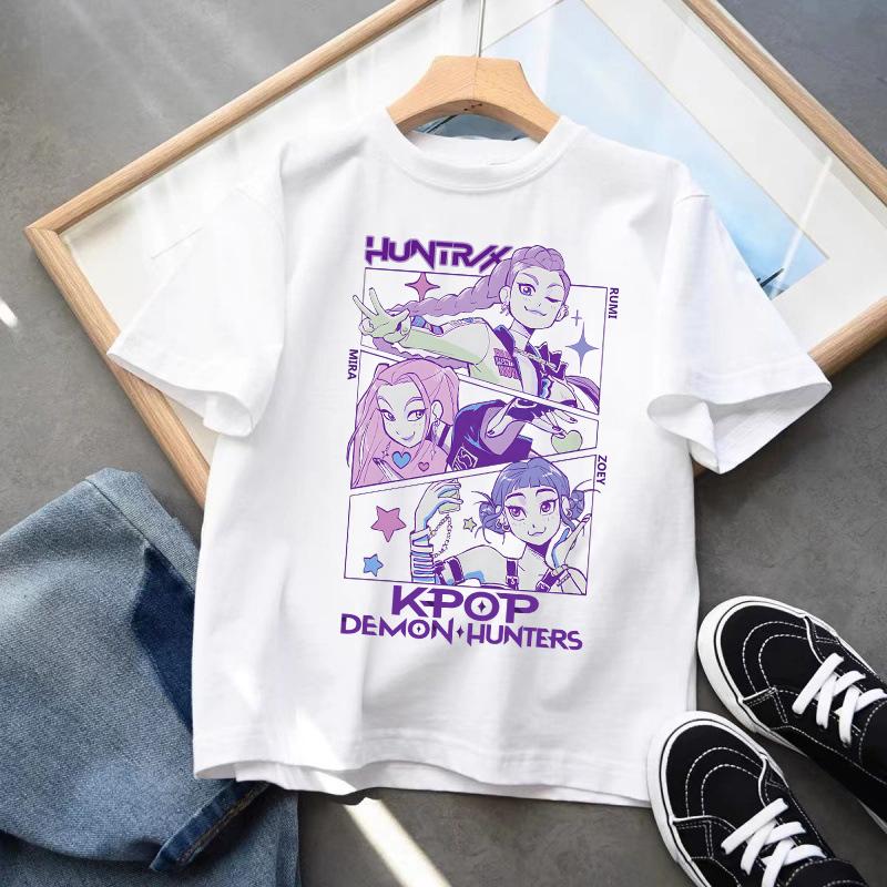 Kpop Dämonenjäger Kinderbekleidung Kurzarm T-Shirt Niedliches K-pop Dämonenjäger Tiger Harajuku T-Shirt für Jungen Mädchen 140 von Joom DACH