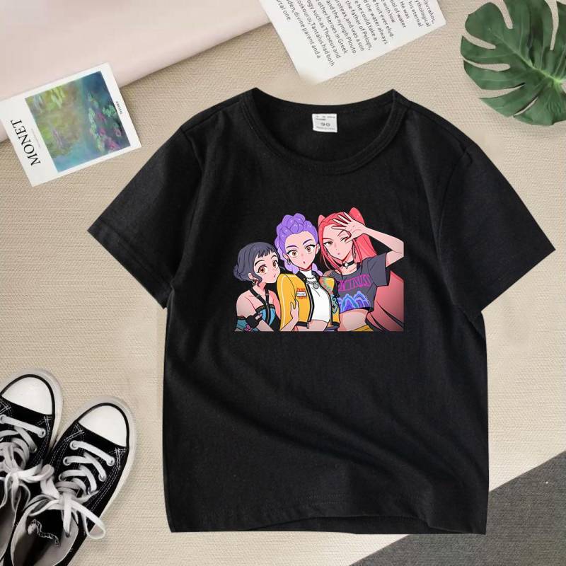Kpop Dämonenjäger Kinderbekleidung Kurzarm T-Shirt Niedliches K-pop Dämonenjäger Tiger Harajuku T-Shirt für Jungen Mädchen 150 von Joom DACH