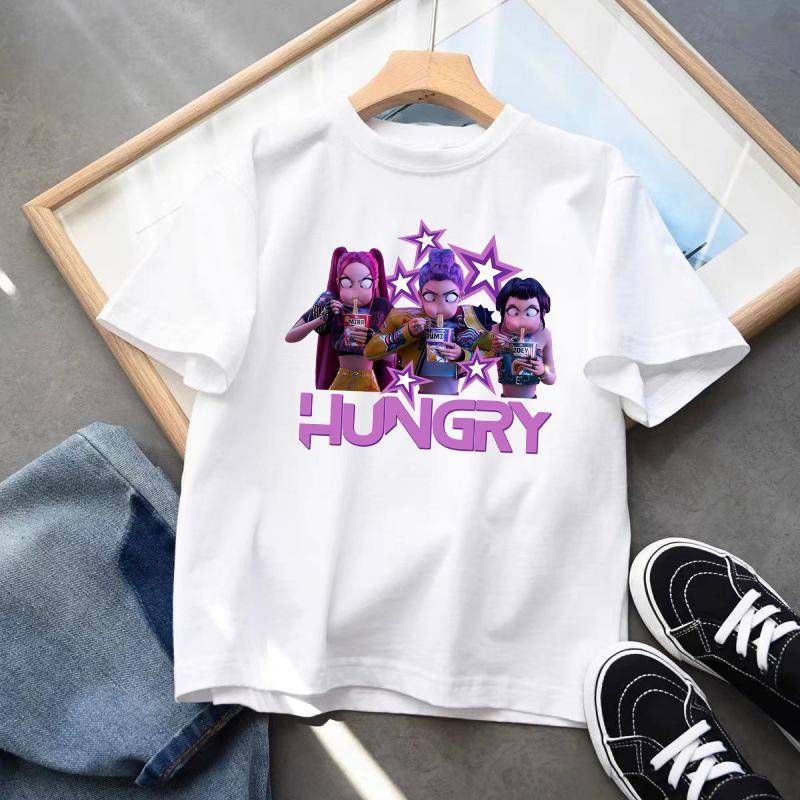 Kpop Dämonenjäger Kinderbekleidung Kurzarm T-Shirt Niedliches K-pop Dämonenjäger Tiger Harajuku T-Shirt für Jungen Mädchen 150 von Joom DACH