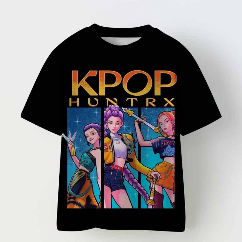 Kpop Dämonenjäger Kinderbekleidung Kurzarm T-Shirt Niedliches Kpop Dämonenjäger T-Shirt Harajuku T-Shirt für Jungen Mädchen children130 von Joom DACH