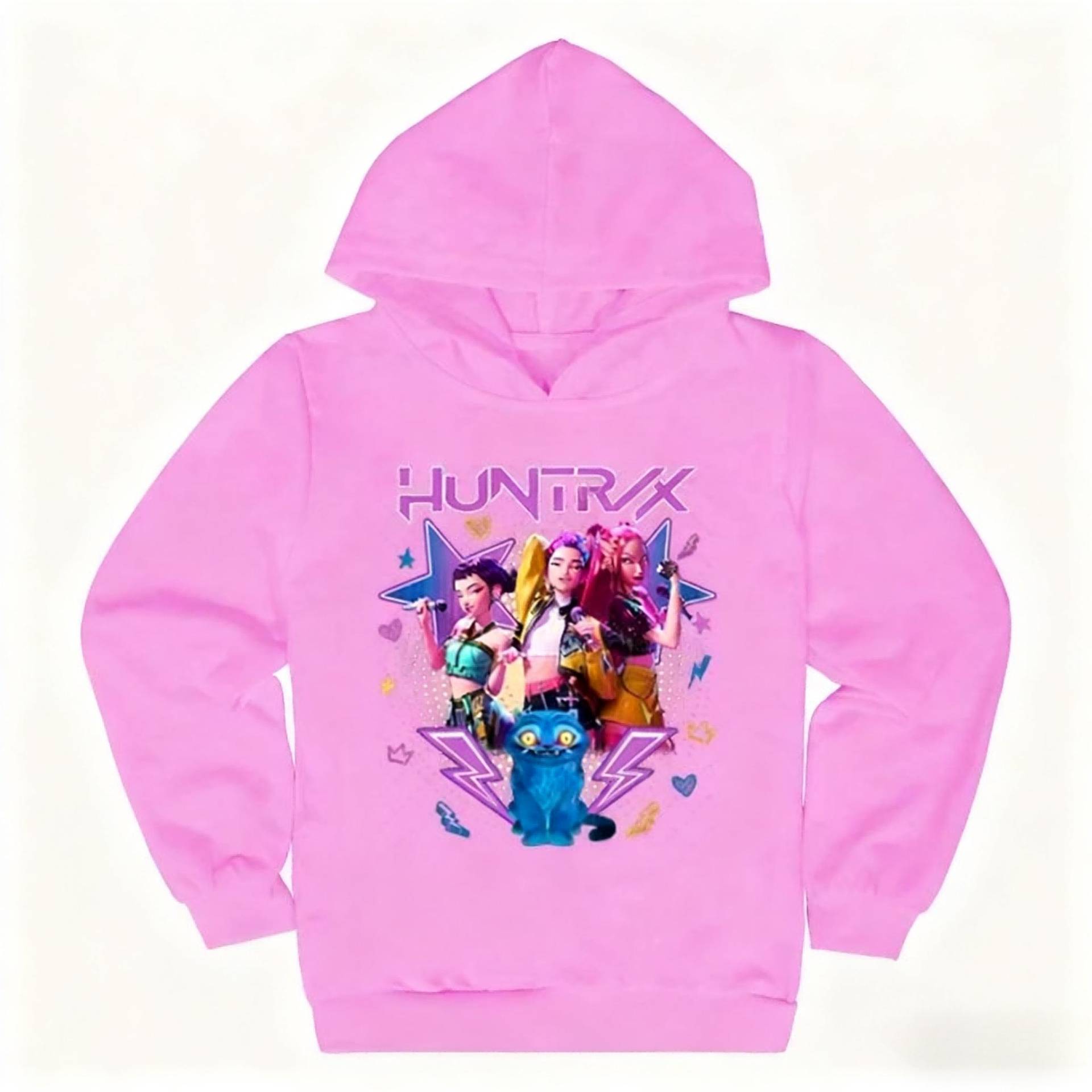 Kpop Dämonenjäger Kinderkleidung Mode Lässige Kapuzenpullover Film Cartoon Kinder Mädchen Kapuzen-Sweatshirts 110 rosa von Joom DACH