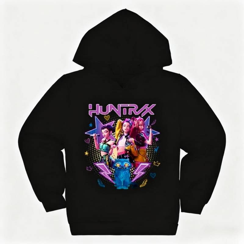 Kpop Dämonenjäger Kinderkleidung Mode Lässige Kapuzenpullover Film Cartoon Kinder Mädchen Kapuzen-Sweatshirts 130 schwarz von Joom DACH