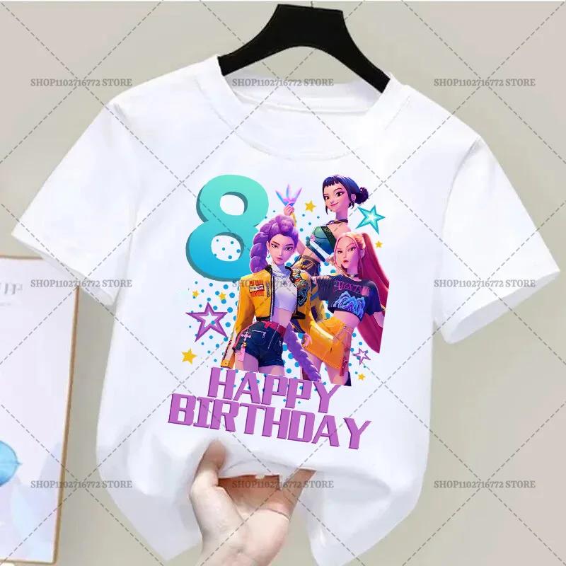 Kpop Dämonenjäger Kleidung Partyzubehör Lässiges T-Shirt Jungen Geburtstag Nummer 1-9 Druck Kurzarm Mädchen Kleidung Basis T-Shirt Tops size 140cm von Joom DACH
